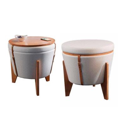 Imagem de Kit 2 Puffs Decorativo Amsterdam Flex linho Bege