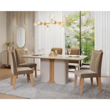 Imagem de Sala de Jantar Charlote 180cm com 6 Cadeiras Nicole Off White/nature/joli