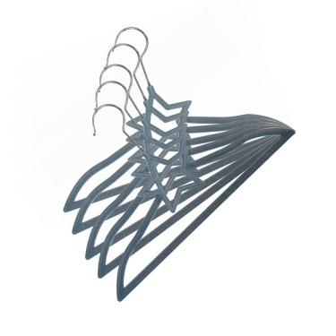 Imagem de Cabide Veludo Vizapi Infantil Bebê Velvet C/ 5 33X21Cm Com Barra Para Calça Estrela Azul Jeans