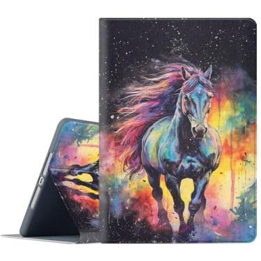 Imagem de FGDRFGRW Capa para Samsung Galaxy Tab S9 FE 5G 10,9 polegadas/Tab S9 11 polegadas 2023, suporte ajustável, função despertar/hibernar, capa de proteção de corpo inteiro - cavalo