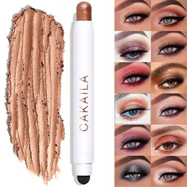 Imagem de LOKFAR Bastão cremoso para sombra, caneta cremosa à prova d'água, lápis de sombra cremosa, bastão de maquiagem fosco e brilhante com borrão de esponja (07# Natural Brown Shimmer)