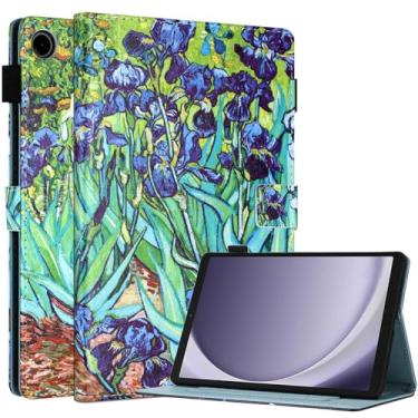 Imagem de Fancity Capa compatível com Samsung Galaxy Tab A9 8,7 polegadas 2023 (SM-X110/X115/X117), capa de couro PU com suporte para cartão TPU para tablet Galaxy Tab A9 22.1 cm 2023, Iris