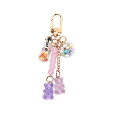 Imagem de Porta-chaves bonito masculino moda acessórios bolsa pingente feminino acrílico doce chaveiro, Roxa