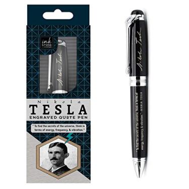 Imagem de Caneta gravada Nikola Tesla – Para encontrar os segredos do universo, pense em termos de energia, frequência, vibração. - Presentes para engenheiros científicos nerds inventores intelectuais