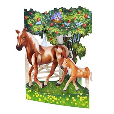 Imagem de SANTORO Cartão Swing, cartão pop-up 3D - cavalos - pônei, estábulos, equitação, sela - presente para ela, ele, menina, filha, filho, família, aniversário (cavalo e potro)