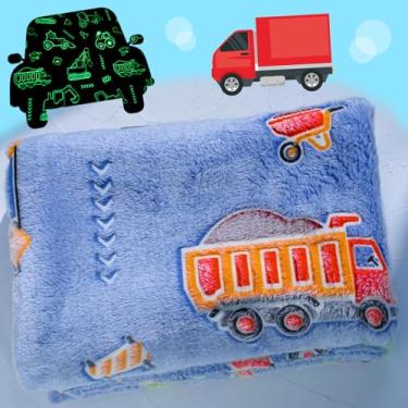 Imagem de Cobertor de carro fofo que brilha no escuro azul com bolsa de armazenamento, cobertor macio para meninos e meninas, cobertor de acampamento, presentes para crianças de 1 a 10 anos, cobertor infantil,