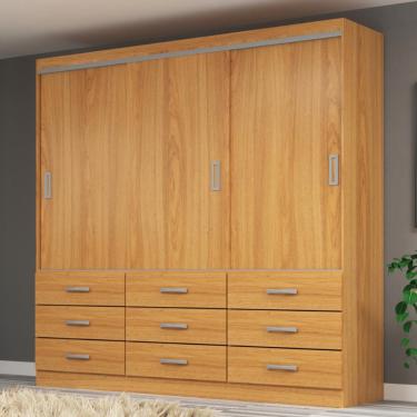 Imagem de Guarda Roupa Casal 3 Portas de Correr 9 Gavetas Isabela Evidência - Cinamomo