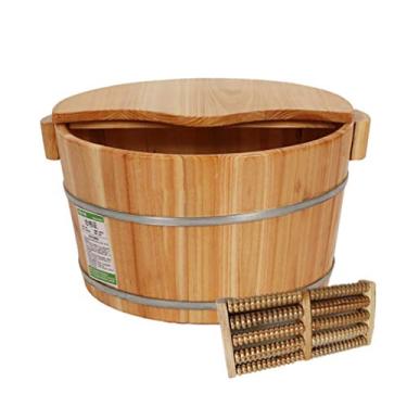 Imagem de Bacia de pés de barril de madeira para spa de pés para adultos, balde de madeira para pedicure, banheira de hidromassagem para banho de pés, banheira de pés para imersão de pés, balde de imersão de