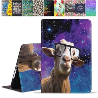 Imagem de TBXOSTN Capa para Samsung Galaxy Tab A9 Plus 11 polegadas versão 2023 (modelo: SM-X210/X216/X218), capa com suporte de couro PU premium com hibernação automática, cabra espacial