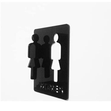 Imagem de Restroom Signs - Double-Sided Corridor Sign, 20x25cm/15x20cm 3D Stereo WC Indication Restroom Bathroom Business Restaurant Sign Wall Shop Decor (Color : WOMEN 15x20cm)