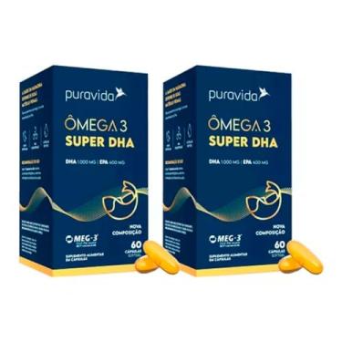 Imagem de 2x Ômega 3 Super Dha 1000mg Puravida 60 Cápsulas