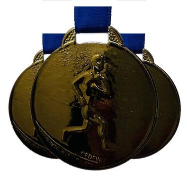 Imagem de Kit 10 Medalhas Corrida Sprint Corrida Gincana Escola 35mm bronze