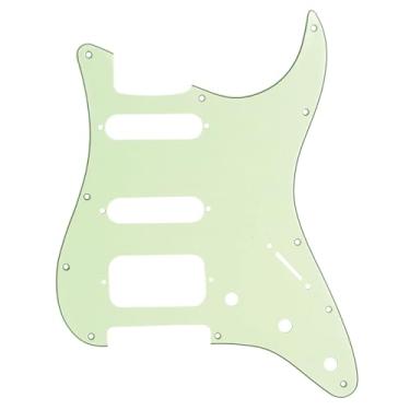 Imagem de Musiclily Pro 11 Furos Canto Redondo Escudo Guitarra HSS Strato Pickguard para Stratocaster EUA/Mexicana Captadores Abertos,3 Camadas Mint Green