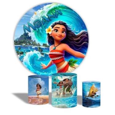 Imagem de Kit Painel Com Cilindro De Festa Sublimado Varias Cores Tamanhos Moana-Unissex
