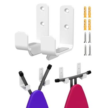 Imagem de MUSVOH Suporte para tábua de passar roupa branco inoxidável 304, gancho para tábua de passar a ferro, perna Y, suporte de tábua de ferro, resistente, gancho para lavanderia