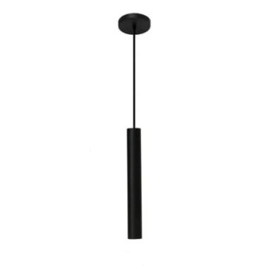 Imagem de Pendente Lustre Tubo Alumínio Cilindro 30cm Mini Dicroica (Preto)