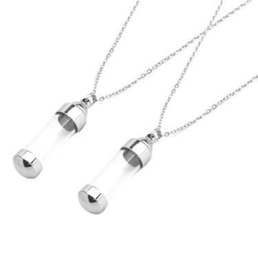 Imagem de Marsrut Kit de 2 colares de frasco de sangue, colar de urna de cremação para cinzas, pingente de colar de tubo, joias de urnas de cremação para guardar cinzas, memorial de lembrança