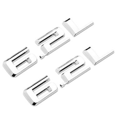 Imagem de Aimoll par conjunto de capuz estilo corpo 6,2 L Emblema de substituição para Chevrolet 19-20 Sμlvèracud 1500 Sierra Camaro (cromado)