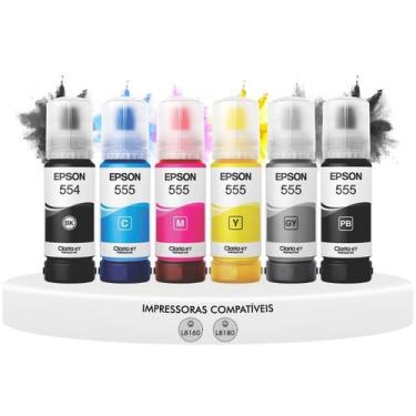 Imagem de Kit Refil Garrafas de Tinta Original Epson T554 T555 Ecotank Compatíve