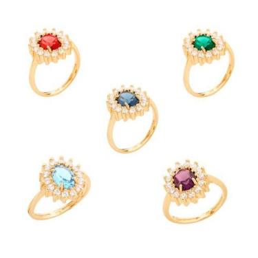 Imagem de Anel de formatura feminino banhado ouro 3x 24k 18k e 22k com pedra rom