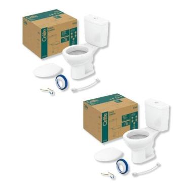 Imagem de Kit 2 de Bacia com Caixa Acoplada e Assento Azálea Celite Branco