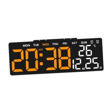 Imagem de Generic Despertador digital LED Relógio digital 3 níveis de ajuste de brilho Relógio de mesa elétrico Versátil para prateleira de escritório Desktop, Tempo Laranja, Concha Preta
