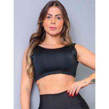 Imagem de Cropped Fitness Feminino em Tecido Suplex sem Bojo para Academia e Tre