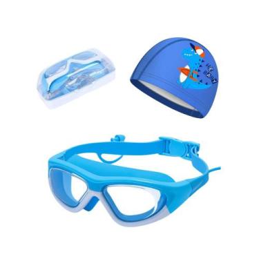 Imagem de Kit Óculos e Touca de Natação Infantil Hero Band Coleção Tibumm, Azul 