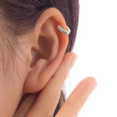 Imagem de Piercing Hélix Argola em Prata Legítima 925 Com Zircônias Orelha Carti