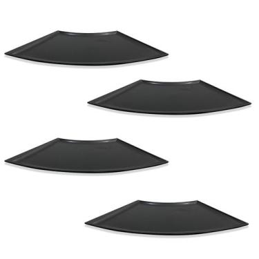 Imagem de Kit C/4 Prato Leque Japonês Sushi Sashimi Tray Preto Liso - AC