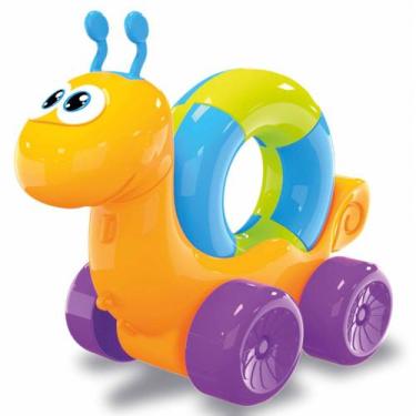 Imagem de Brinquedo Para Bebê Caracol Didático Colorido Empurrar Puxar - JxP Bri