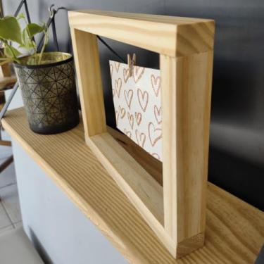 Imagem de Kit 80 Porta Retrato Foto Madeira Enfeite Pregador Polaroid Recordação Classico Casamento