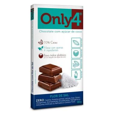 Imagem de Chocolate sem Lactose, sem Glúten, Flor de Sal Only4 80g