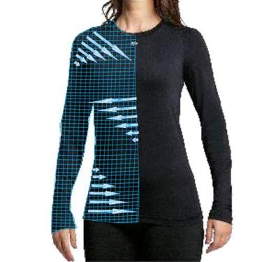 Imagem de Camisa Baby Look ML Alta Compreessão Kanxa, Preto, M, Feminino