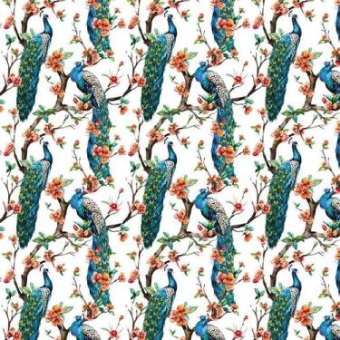 Imagem de Papel De Parede Pássaro Pavão Autocolante Lavável Decorativo - LRP