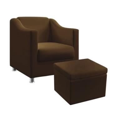 Imagem de Poltrona Para Sala de Estar Alya Com Puff Quasar Sued Marrom Aradecor