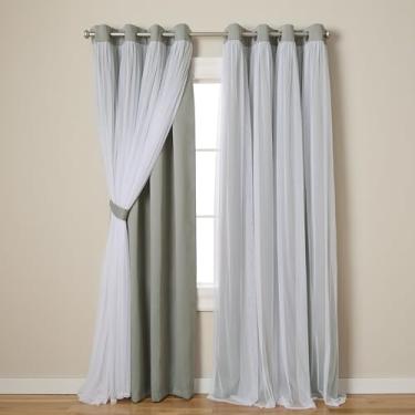 Imagem de TOWN & COUNTRY LUXE Cortinas internas de camada dupla Talia, blecaute transparente e escurecimento do ambiente, topo com ilhós, eficiência energética, conjunto com 2 unidades, 137 cm L x 213 cm C