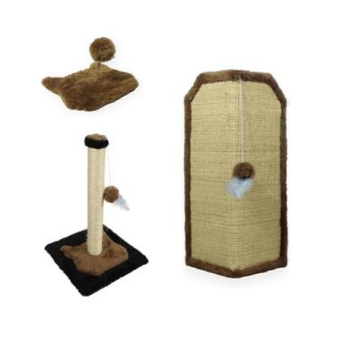 Imagem de Arranhador Gato Proteção Canto de Sofás Base Interno Brinquedo Bolinha