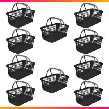 Imagem de Kit 10 Cesta Cestinha Plastica Supermercado Mercado 9 Litros - Usual U