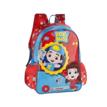 Imagem de Mochila de Costas Ampla Luccas Neto Youtuber Escolar, Vermelho