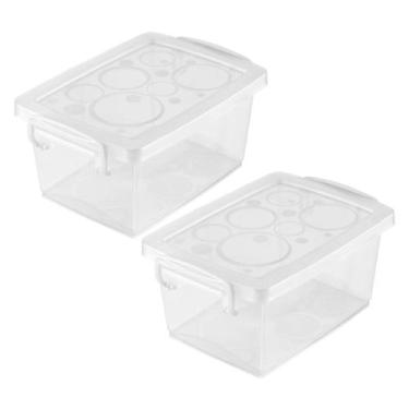 Imagem de Kit 2 Caixa Organizadora Pequena com Trava 1,5L Cristal Ordene