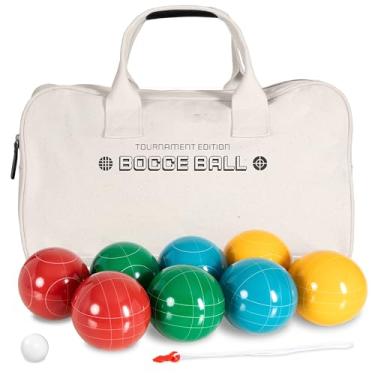Imagem de Play Platoon Bocce Ball Set Regulation Size Game Sets 107mm with 8 Hard Polyresin Premium Bocci Balls, Pallino, Zip Up Carry Bag & Measuring Rope