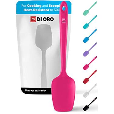 Imagem de Espátula de silicone DI ORO para colher e colher de silicone resistente ao calor e resistente ao calor – livre de BPA antiaderente utensílios de cozinha de borracha seguros para cozinhar, cozinhar e misturar – pode ir na lava-louças (Magenta)