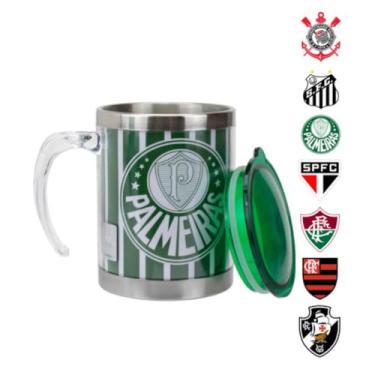 Imagem de Caneca Palmeiras Oficial Térmica Inox Com Tampa Time 450ml