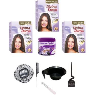 Imagem de Hene em Po Divina Dama 03x50gr Jaborandi (Incolor, Chocolate, Preto, A