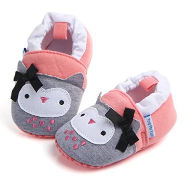 Imagem de Sawimlgy — Pantufas infantis para meninos e meninas, lindas meias de algodão quente com sola macia antiderrapante, mocassins para casa recém-nascidos, primeiro berço, 01 Pink Owl, 6-12 Months Infant