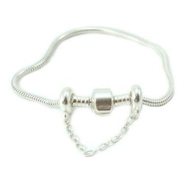 Imagem de Pulseira Berloqueira Com Trava Prata Legitima 925 - Lojas La&Ny, 17 cm