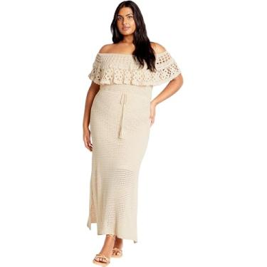 Imagem de City Chic Vestido feminino Citychic Plus Size Callie Crochê, Natural, 50