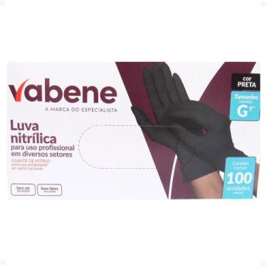 Imagem de Luvas Nitrílicas Vabene Pro Line Sem Pó Tam:g C/100 Uni Preta Ref.:307
