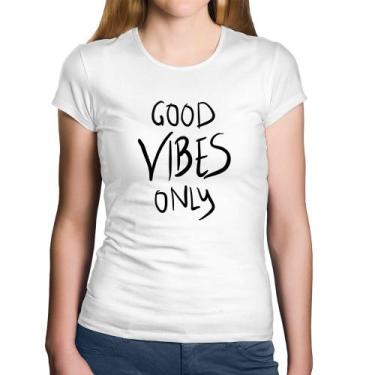 Imagem de Baby Look Algodão Good Vibes Only - Foca na Moda, Branco, GGG